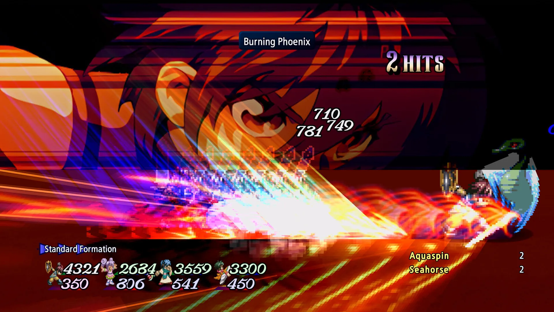 The Burning Phoenix mystic arte connecting in battle in Tales of Eternia Remastered.